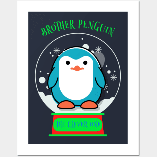 Brother Penguin Matching Christmas Penguin Family Posters and Art